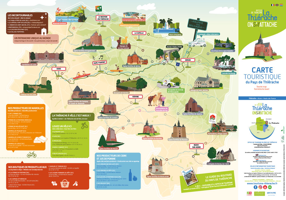 Carte et illustrations réalisées pour l'Office de Tourisme du Pays de Thiérache