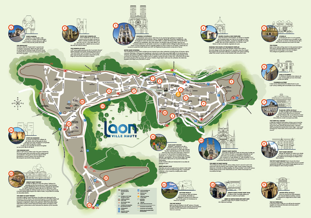 Carte et illustrations réalisées pour l'Office de Tourisme du Pays de Laon